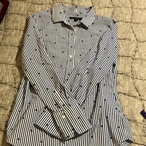 Banana Republic Striped Button-Up Shirt with tiny elephants